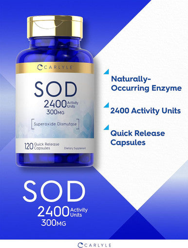 Carlyle S.O.D. Supplement Capsules | 300mg | 120 Count | Superoxide Dismutase | Non-GMO and Gluten