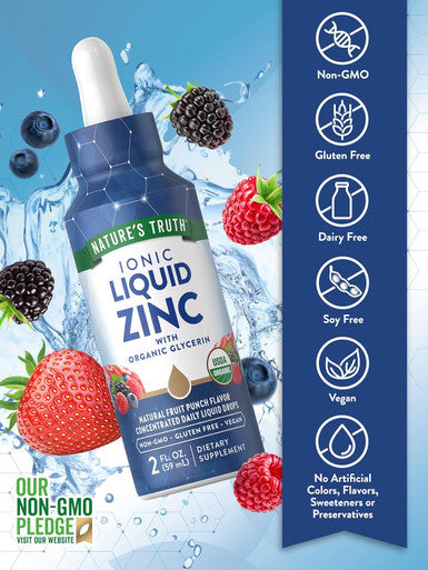 Nature'S Truth Ionic Liquid Zinc Supplement 2 Fl Oz With Organic Glycerin Usda Organic Vegan, Non-Gmo & Gluten Free