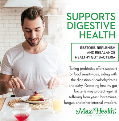 Maxi Health Probiotics for Digestive Health and Gut 15 Strains 20 Billion CFU Active Organisms - Probiotics for Men and Women with Lactobacillus Rhamnosus Daily Probiotic for Digestive Support 60 Capsules