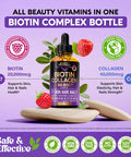 Liquid Biotin & Collagen - Vitamins For Hair Growth Support For Women & Men - Extra Strength 60000 Mcg Drops - B7 Supplement - Strong Nails & Healthy Skin - 98% Faster Absorption Than Pills