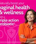 Florajen Women's Triple-Action Probiotic - Prebiotic + Probiotic + Cranberry for Vaginal Digestive & Immune Support - Fast-Acting - Clinically-Studied - Gluten-Free & Vegan - 30-Count