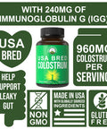 Peak Performance Colostrum Capsules Bred From Clean, Safe, Usa Farms Best Bovine Colostrum Supplement Bioactive Pills. Gut