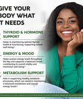 Nutraharmony Thyroid Support For Women - Selenium 200 Mcg Astragalus Zinc & Iodine L-Tyrosine Adaptogen Herbs - 21-In-1 Antioxidant & Immune Support - Made In Usa - Vegan Non-Gmo Lab Tested 60 Capsules