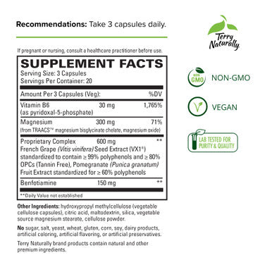 Terry ly Clinical OPC Heart - 60 Capsules, 2 Pack - 600 mg Grape Seed Complex - - Supports Overall Cardiovascular Function - Non-GMO, - 40 Total Servings