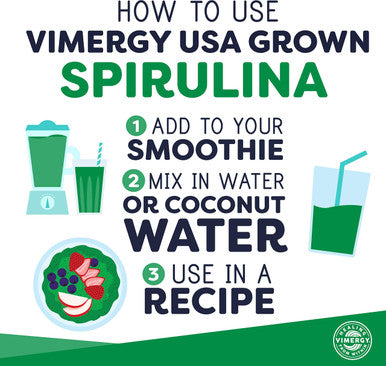 Vimergy Natural Spirulina Powder, 83 Servings Super Greens Powder Nutrient Dense Blue-Green Algae Superfood for Smoothies & Juices Immune Support - Non-GMO, Gluten-Free, Vegan & Paleo (250g)