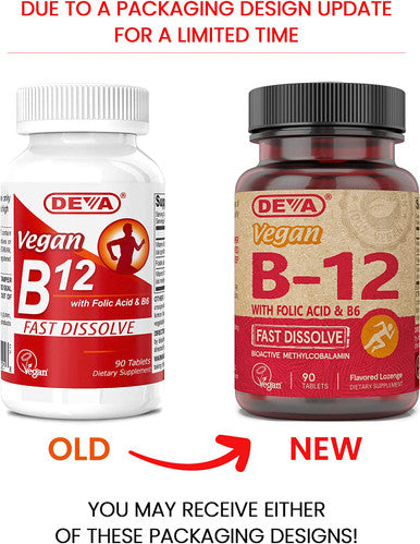 Deva Vegan B12 Sublingual - Vegan - Gluten - 90 Tablets