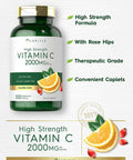 Carlyle Vitamin C 2000mg with Rose Hips 300 Caplets Vegetarian Non GMO Gluten Free Supplement