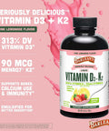 Barlean'S Pack Of 2 Vitamin D3 Liquid Supplement For Kids And Adults 5000 Iu Vitamin D Strawberry Milkshake Non-Gmo Gluten And Dairy 5.6 Oz Each