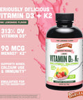 Barlean's Pack of 2 Vitamin D3 Liquid Supplement for Kids and Adults 5000 IU Vitamin D Strawberry Milkshake NonGMO Gluten and Dairy 5.6 oz Each