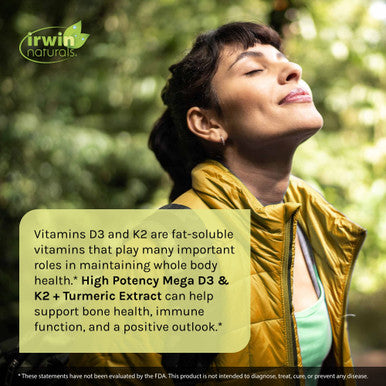 Irwin Naturals Vitamin D3 + K2 - High Potency D3 + K2 Complex - Dietary Supplement For Bone Health - 60 Liquid Softgels Bundle Pill Case