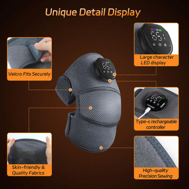 Eniosvar Knee Massager With Heat And Vibration Cordless Heating Pad For Knee 3-In-1 Massager For Knee Shoulder Elbow Portable Washable Heated Knee Brace For Arthritis With 2 Extension Straps