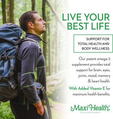 Maxi Health Omega 3 Supplement - Omega-3 Fish Oil Triple Concentrate w/ Vitamin D3 - Potent Source of EPA / DHA Fatty Acids - Heart Brain Joint Health - Kosher Wild Caught Marine Fish - 90 Softgels