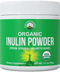 Organic Inulin Powder - Natural Prebiotic Fiber For Gut Health. Usda Organic Raw Whole Food Plant Based Vegan Prebiotics Fos