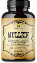 Herbalicious Mullein Leaf Capsules - Verbascum Thapsus Supplement - Herbal Extract Promoting Lung Respiratory & Digestive Wellness - Lung Cleanse & Detox Support Pills - Vegan Non-GMO 100 Tablets