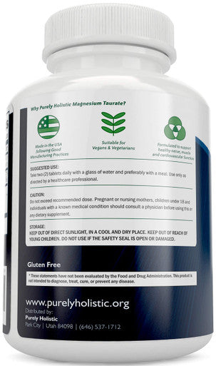 Purely Holistic Magnesium Taurate 400Mg + Magnesium Malate 400Mg - Highly Bioavailable - High Absorption Bundle - 270 + 270 Vegetarian Tablets