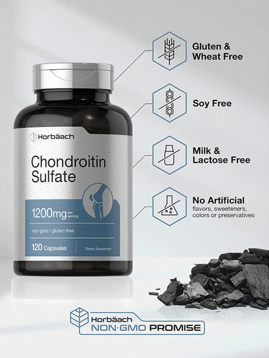 Horbaach Chondroitin Sulfate 1200mg 120 Capsules Non GMO and Gluten Free Supplement