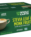 Whole Earth Stevia & Monk Fruit Sweetener Bundle (400 Count Packets + 9.8 Ounce Jar)