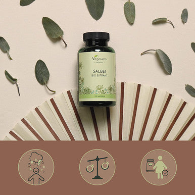 Sage VegaveroÃƒâ€šÃ‚Â® | 100% Organic Leaf Extract | 120 Vegan Capsules | with 1% Rosmarinic Acid | Menopause, Hot Flushes & Night Sweats Relief | NO Tablets & NO Additives