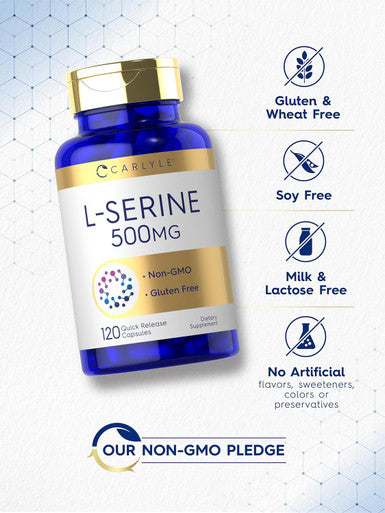 Carlyle L Serine Capsules 500 mg | 120 Count | Non-GMO & Gluten Supplement