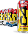 C4 Performance Energy Drink Cosmic Rainbow, Zero Sugar Carbonated Preworkout Energy, 200mg Caffeine with Beta Alanine, 16 Fl Oz (12 Pack), Packaging May Vary