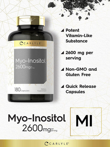 Carlyle Myo-Inositol 2600mg | 180 Capsules | High Potency Supplement | Non-GMO, Gluten Free