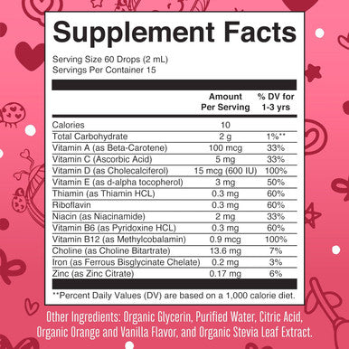 Maryruth Organics CoComelon Toddler Kids Multivitamin with Iron | Immune Support | Toddler Vitamins | USDA Organic | Sugar | Multivitamin Liquid Drops for Kids Ages 1-3 | Vegan | 1 Fl Oz