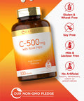 Carlyle Vitamin C With Rose Hips 500Mg | 500 Tablets | High Potency Formula | Vegetarian, Non-Gmo And Gluten Free Supplement