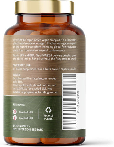 Vegan Omega 3 Epa & Dha From Algae Oil Premium Brand Carrageenan- Sustainable Algal Alternative To Fish Oil Vegetarian Essential Fatty Acids Uk Made Supplement (120 Count (Pack Of 1))