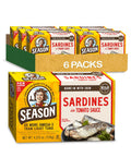 Season Sardines in Water No Salt Added Wild Caught 22g of Protein Keto Snacks More Omega 3's Than Tuna Kosher High in Calcium Canned Sardines 4.37 Oz Tins 12Pack