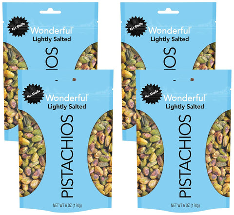Wonderful Pistachios No Shells, Lightly Salted Nuts, 6 Ounce Resealable Bag, Protein Snacks, Gluten Free, Healthy Snack (Packaging May Vary)