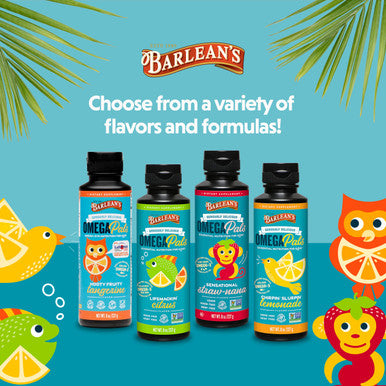 Barlean's Omega Pals Chirpin' Slurpin' Omega 3 For Kids Yummy Lemonade Flavored Children'S Liquid Fish Oil Supplement With 540 Mg Of Epa and Dha For Brain and Eye Health 8 Oz