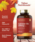 Carlyle Calcium 1200 mg with Vitamin D3 | 120 Softgels | Non-GMO and Gluten Supplement | Tahoe Nutritionals