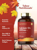 Carlyle Calcium 1200 mg with Vitamin D3 | 120 Softgels | Non-GMO and Gluten Supplement | Tahoe Nutritionals