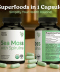Atlantic Naturals Sea Moss With Spirulina Superfood Capsules - Multivitamin Supplement Supports Healthy Iron And Immune Health Alternative To Seamoss Gel And Powder - Irish Sea Moss Capsules (120 Ct)