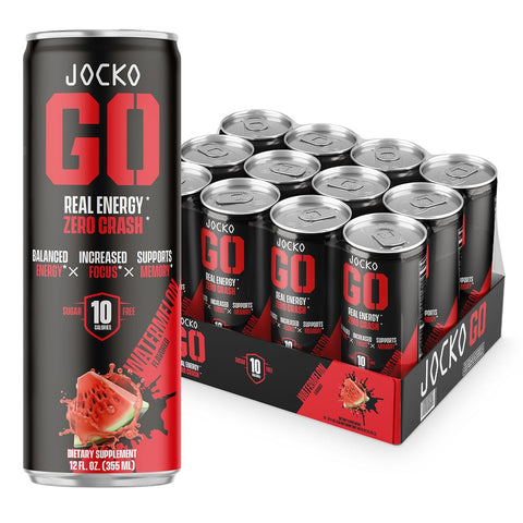 Jocko GO Energy Drink - Keto, Vitamin B12, Vitamin B6, Electrolytes, L Theanine, Magnesium- Energy Boost, Sugar Free Nootropic Monk Fruit Blend - 12 Pack (Pink Lemonade)