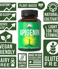 Peak Performance Apigenin Supplement Powerful Vegan Bioflavonoid Capsules For Relaxation, Sleep, Prostate Support. Non Gmo