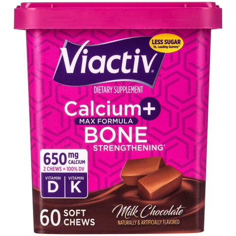 Viactiv Calcium +Vitamin D3 Supplement Soft Chews Milk Chocolate 60 Chews Calcium Dietary Supplement for Bone Health