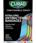Curad Performance Series Ironman Extra Long Antibacterial Bandage Extreme Hold Adhesive Technology Fabric Bandages.75 x 4.75 Inch 20 Count (Pack of 2)