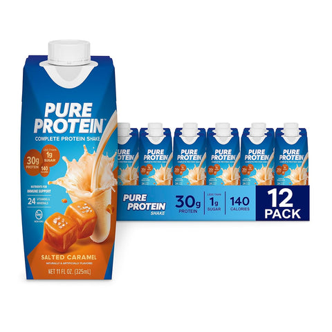 Pure Protein Vanilla Protein Shake, 30g Complete Protein, 12 Ct | Ready to Drink and Keto-Friendly, Vitamins A, C, D, and E plus Zinc to Support Immune Health, 11oz Bottles