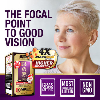 AFC Japan Ultimate Vision PRO - Eye Formula with FloraGLO Lutein 4X, Zeaxanthin, Bilberry Extract & Astaxanthin for Age-Related Eye Problem, Blurry & Poor Vision, Dry Eye, Macular Health, 30 Count