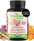 Forestleaf Organic Irish Sea Moss Capsules 2100Mg Raw Seamoss Pills Advanced Supplement Superfood Burdock Bladderwrack For Digestive Respiratory Immune Health 90 Vegan Organic Sea Moss Caps