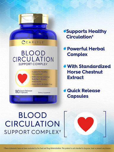 Blood Circulation Supplement | 180 Capsules | Supports Healthy Circulation | Non-Gmo, Gluten Free | By Carlyle