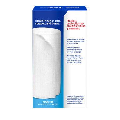 Band-Aid First Aid 3 In X 2.5 Yds Rolled Gauze, White, 1 Count