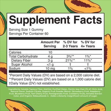 Maryruth'S Fiber Gummies For Kids 2 Month Supply Sugar Free Soluble Fiber Supplement Gut Health & Digestion Support 3G Fiber Per Gummy Vegan 60 Count