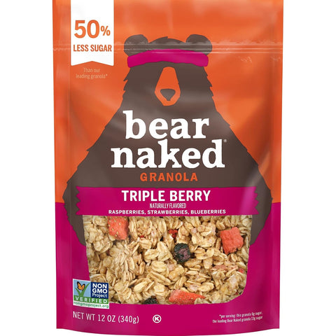 Bear Naked Granola Cereal, Vegan, Breakfast Snacks, Triple Berry Crunch (6 Bags)