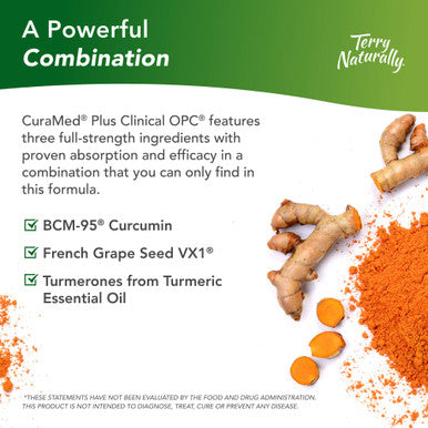 Terry ly CuraMed Plus Clinical OPC - 60 Softgels - BCM-95 Curcumin & French Grape Seed VX1 Supplement - Supports Brain, Heart, Colon, Breast, Prostate & Liver Health - Non-GMO - 30 Servings
