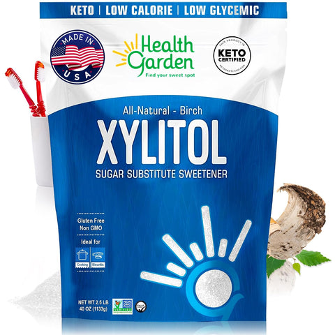 Health Garden Birch Xylitol Sweetener, 40 oz Bag ÃƒÂ¢Ã¢â€šÂ¬Ã¢â‚¬Å“ 100% Birch-Derived Xylitol Sugar Substitute for Baking & Coffee, 1:1 Sugar Replacement, Supports Teeth, Keto, Vegan, Non-GMO