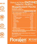 Florajen Digestive Enzymes with Probiotics & Prebiotics - Triple-Action Formula for Gut Health Bloating, & Gas Relief - Supports Gluten & Dairy Digestion - Clean Non-GMO - 30-Count