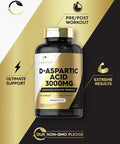 Carlyle D Aspartic Acid Capsules (DAA) | 3000mg | 180 Count | Non-GMO Gluten Supplement | Advanced Athlete Formula