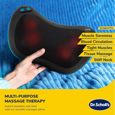 Dr. Scholl'S Multi-Purpose Massage Pillow With Heat Therapy, Versatile Massage Tool For Assisted Pain Relief And Deep Relaxation, Overheat Protection, Auto Shut-Off, Velcro Strap For Easy Fit